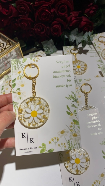 Papatya Epoksi Anahtarlık